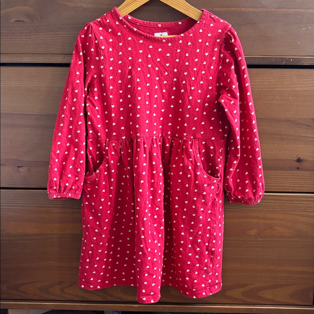 GAP Red Dress with Heart Pattern and pockets